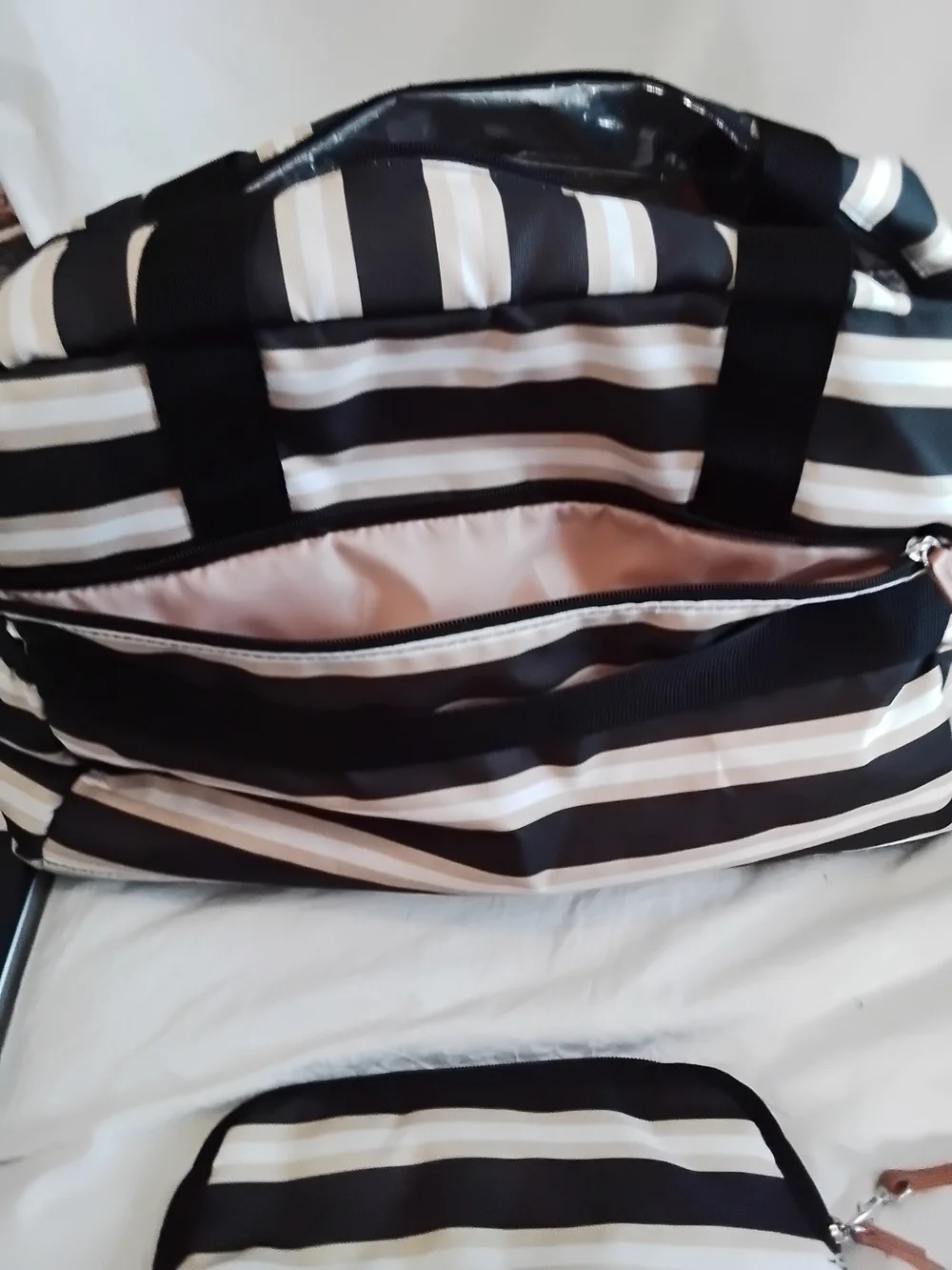 Striped Black & White Weekender Bag